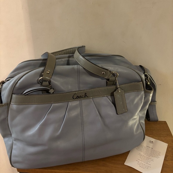 COACH ADDISON MULTI FUNCTION DIAPER BAG SATCHEL SKY BLUE LEATHER F18374 CROSSBOD - Picture 1 of 16